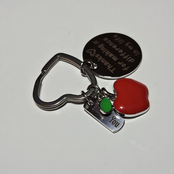 *Sale* Thanks For Making A Difference In My Life Red Apple Keychain Teacher Gift - Picture 8 of 9